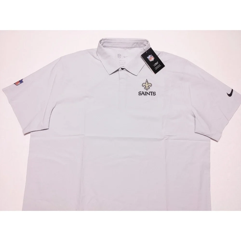 NIKE New Orleans Saints‎ NFL Polo Shirt Light Gray Men's XXL 2XL ~ New